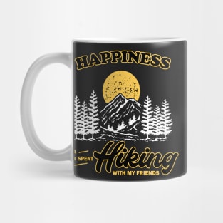 Happiness is a day spent hiking, red black and gold hiking with friends Mug